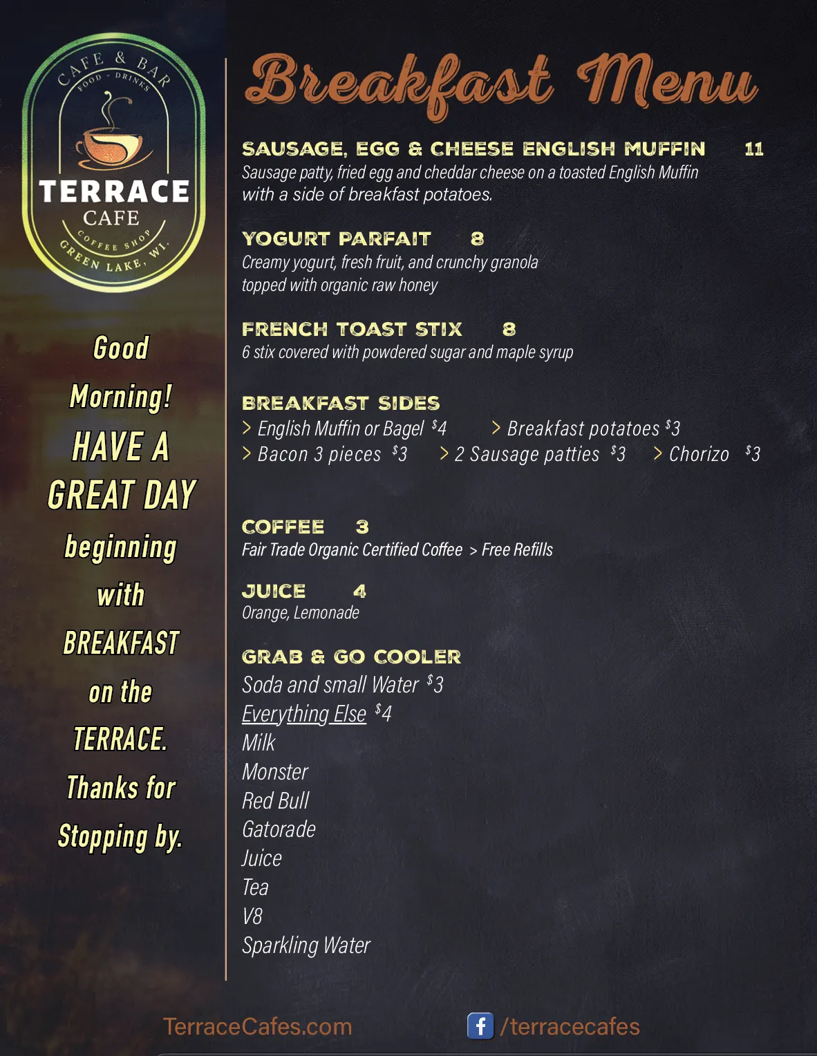 Terrace Cafe- Menu